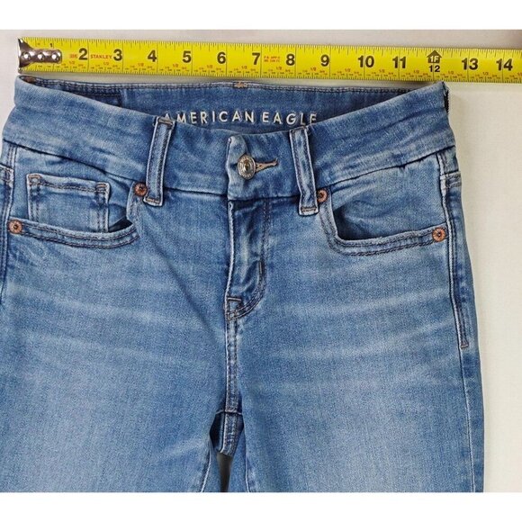 American Eagle Outfitters Size 00 Women 32" Inseam Curvy Kick Boot Stretch Jeans - Picture 2 of 13